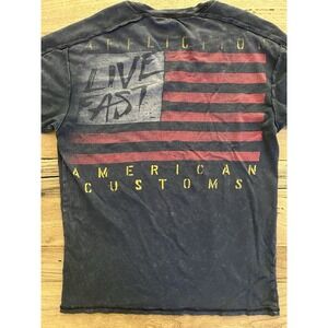 Affliction American Customs Live Fast 73 Eagle Flag Graphic T-Shirt small